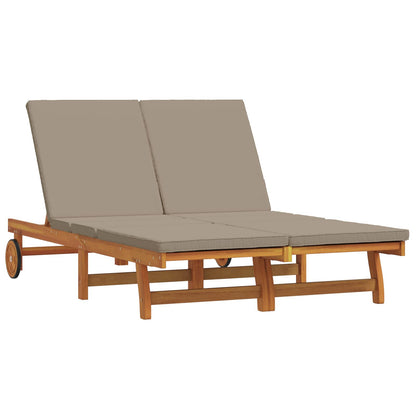 vidaXL Sun Lounger 2 pcs Solid Acacia Wood Brown Taupe