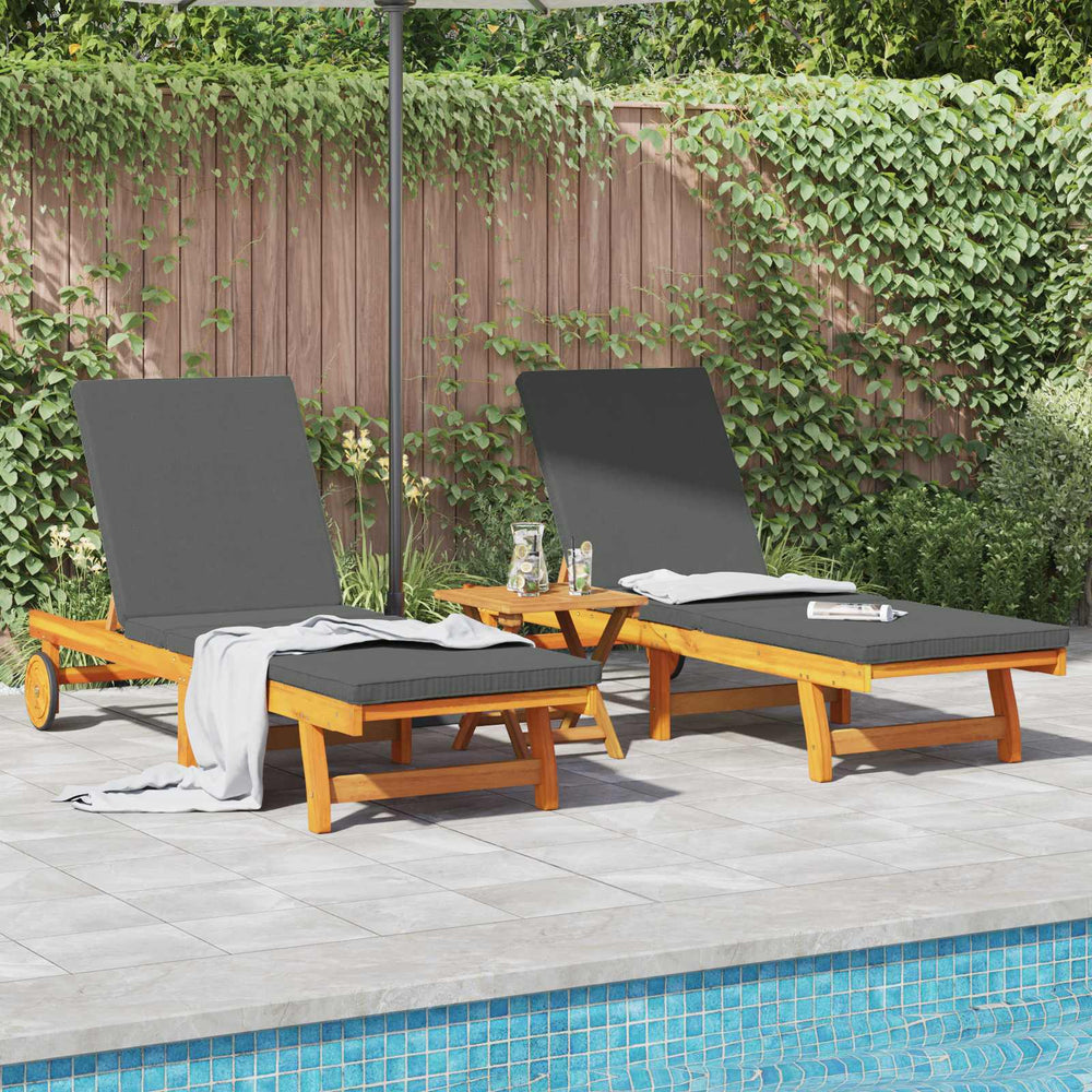 vidaXL Sun Lounger 2 pcs Solid Acacia Wood Brown