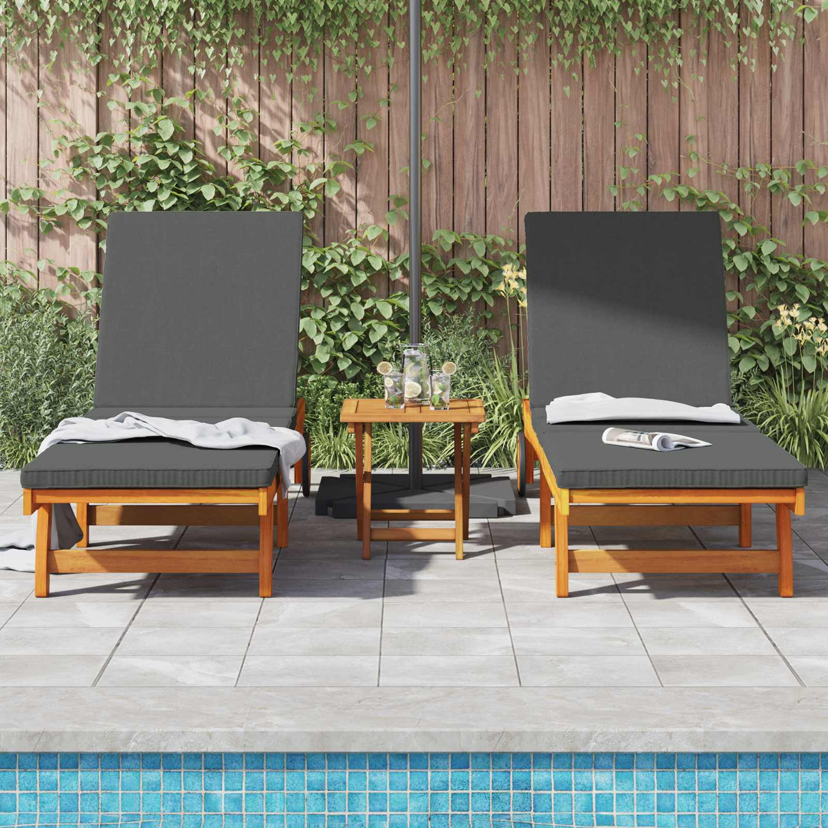 vidaXL Sun Lounger 2 pcs Solid Acacia Wood Brown 3