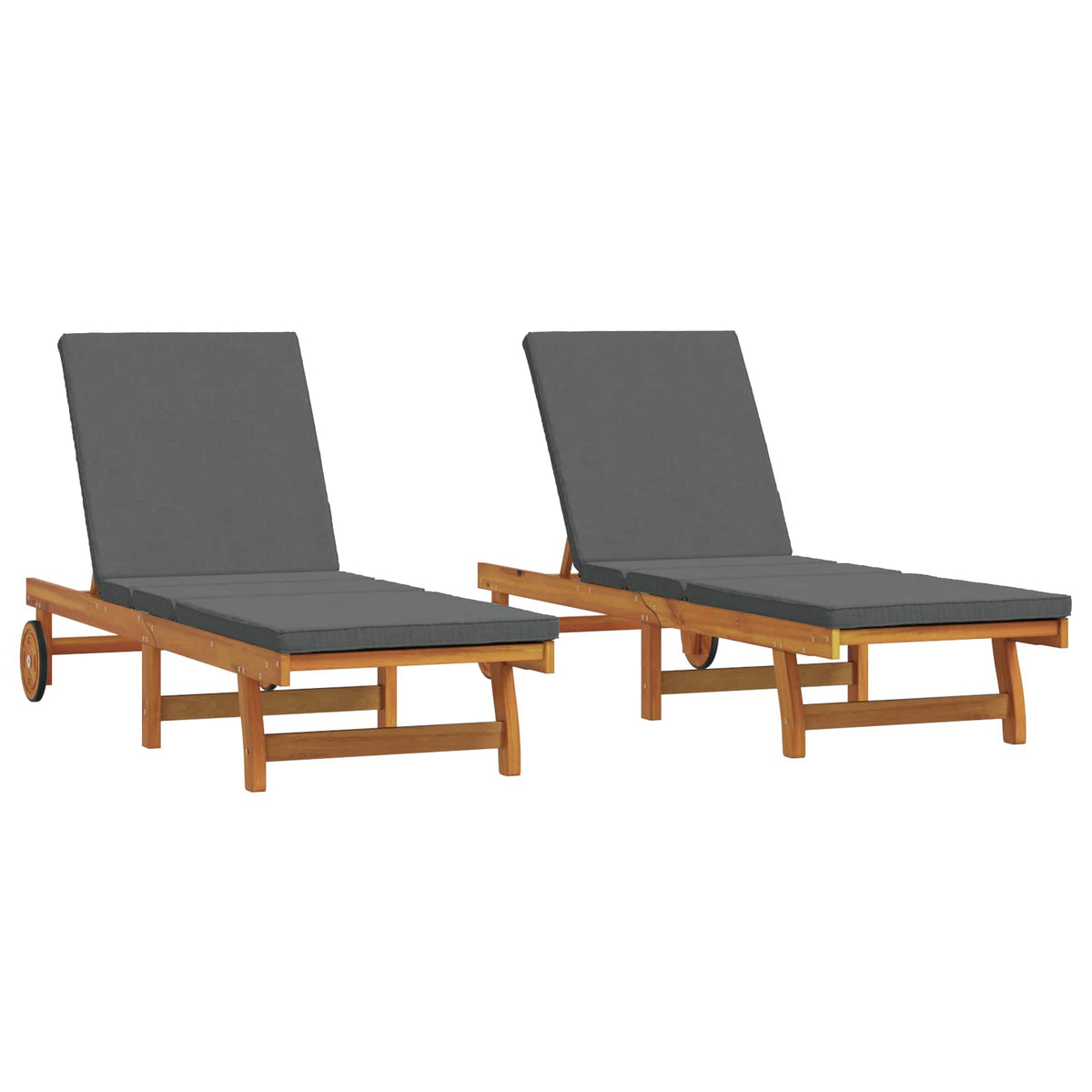 vidaXL Sun Lounger 2 pcs Solid Acacia Wood Brown 2