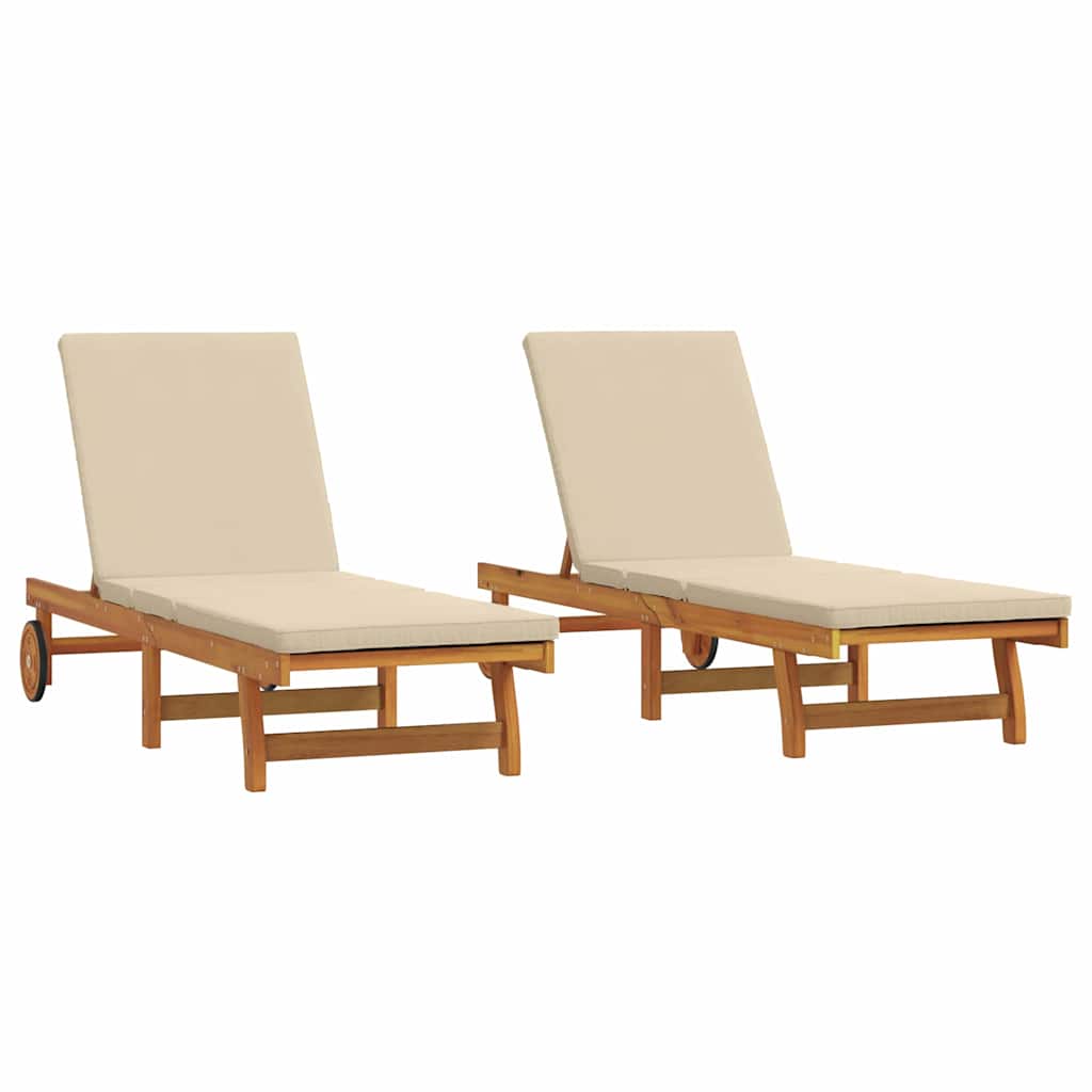 vidaXL Sun Lounger 2 pcs Solid Acacia Wood Brown 2