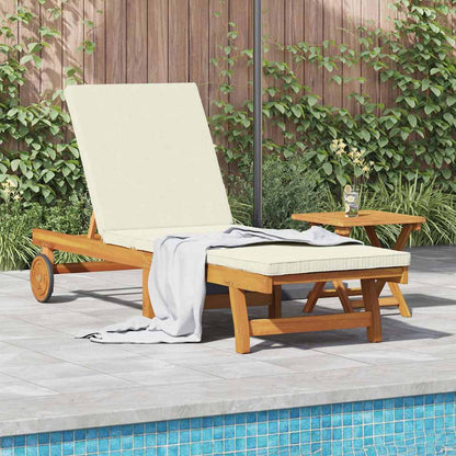 vidaXL Sun Lounger 2 pcs Solid Acacia Wood Brown Cream White