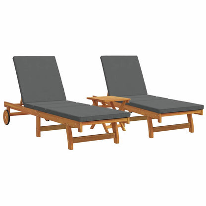 vidaXL Sun Lounger 3 pcs Solid Acacia Wood Brown 1