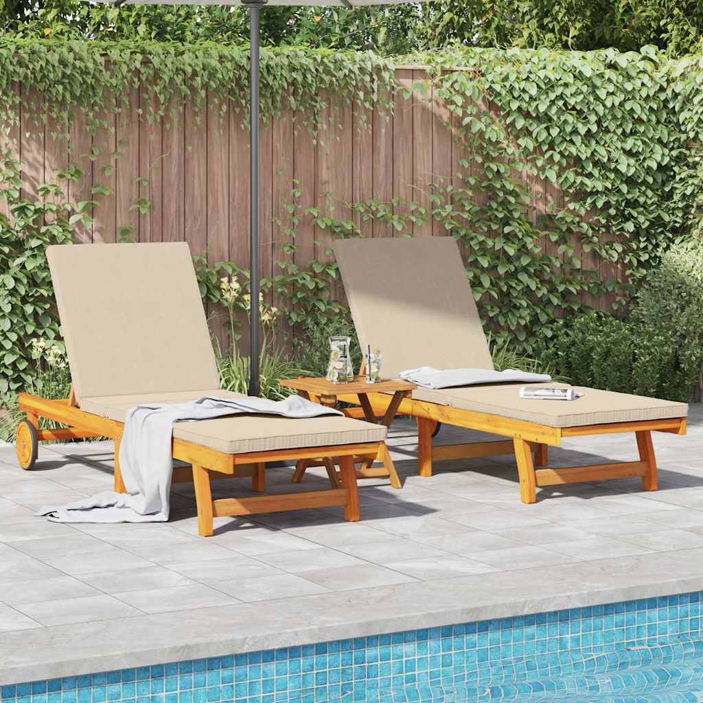 vidaXL Sun Lounger 3 pcs Solid Acacia Wood Brown 1