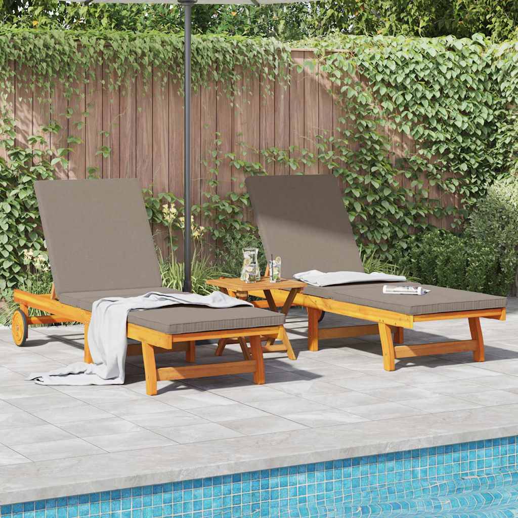 vidaXL Sun Lounger 3 pcs Solid Acacia Wood Brown 1