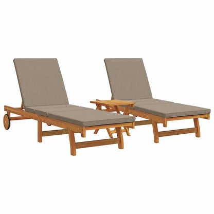 vidaXL Sun Lounger 3 pcs Solid Acacia Wood Brown 2