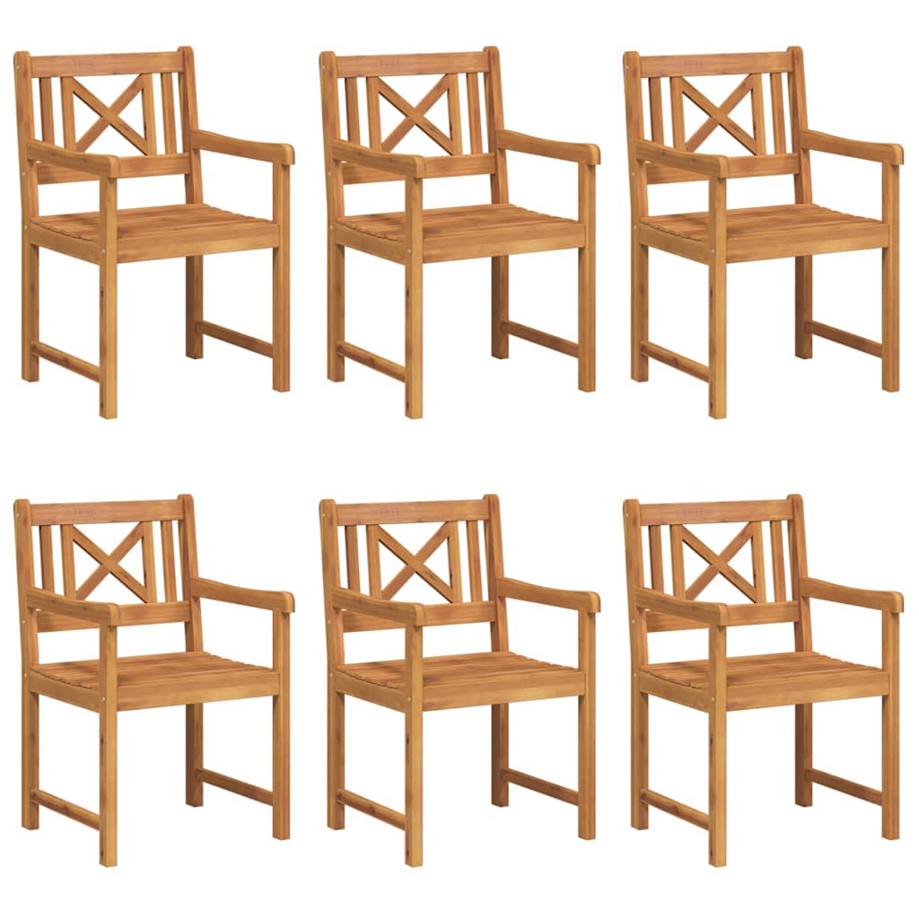 vidaXL Garden Chairs 6 pcs Natural Solid Acacia Wood 2