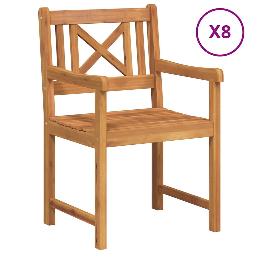 vidaXL Garden Chairs 8 pcs Natural Solid Acacia Wood 2