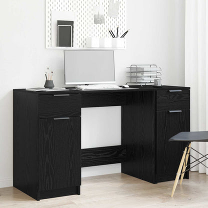 Desk with Side Cabinet Engineered Wood Black oak