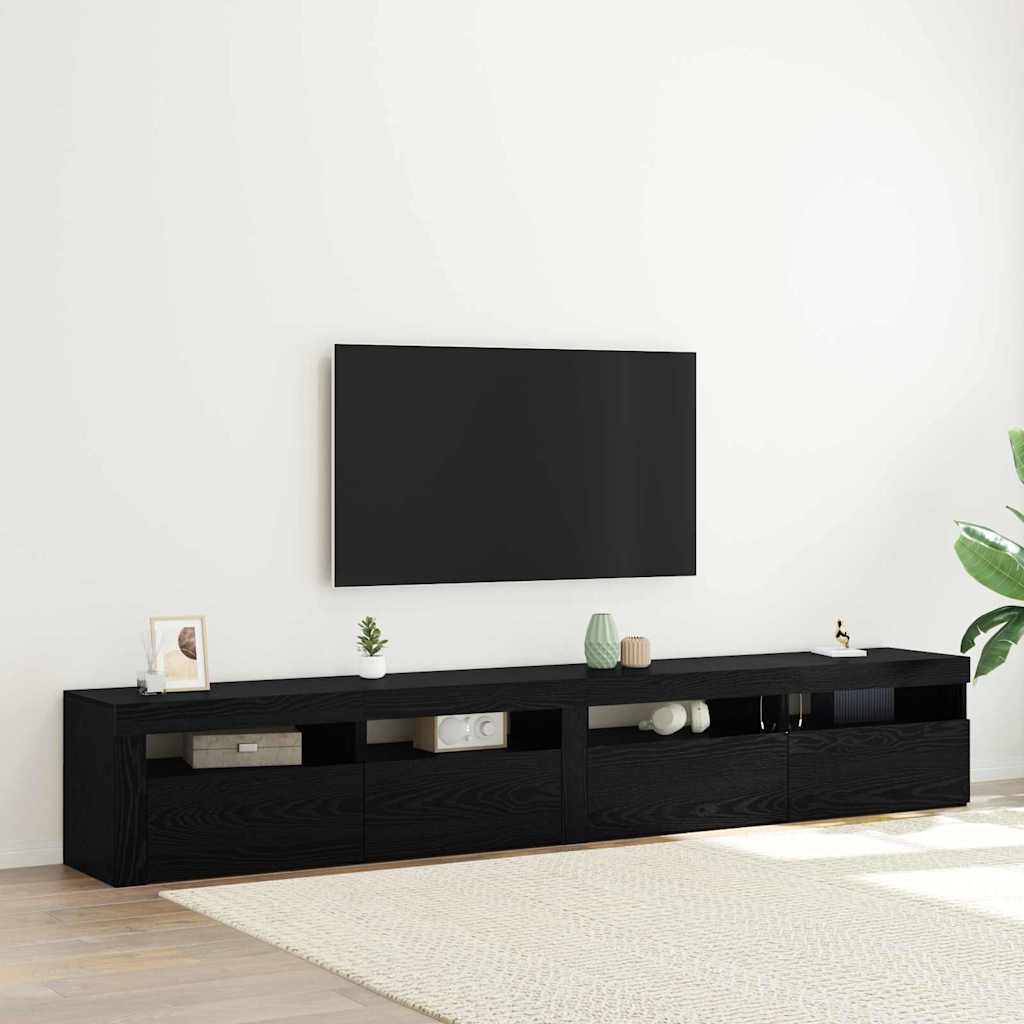 TV Cabinet with LED Lights 270x35x40 cm Black oak 240 cm
