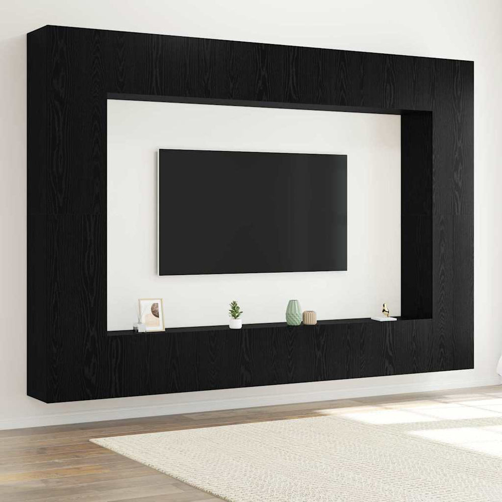 vidaXL TV Cabinet Set 8 pcs 100 x 30 x 30 cm Black Oak