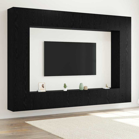 8 Piece TV Cabinet Set Engineered Wood Width 100 cm Black oak