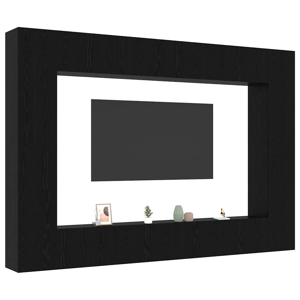 8 Piece TV Cabinet Set Engineered Wood Width 100 cm Black oak