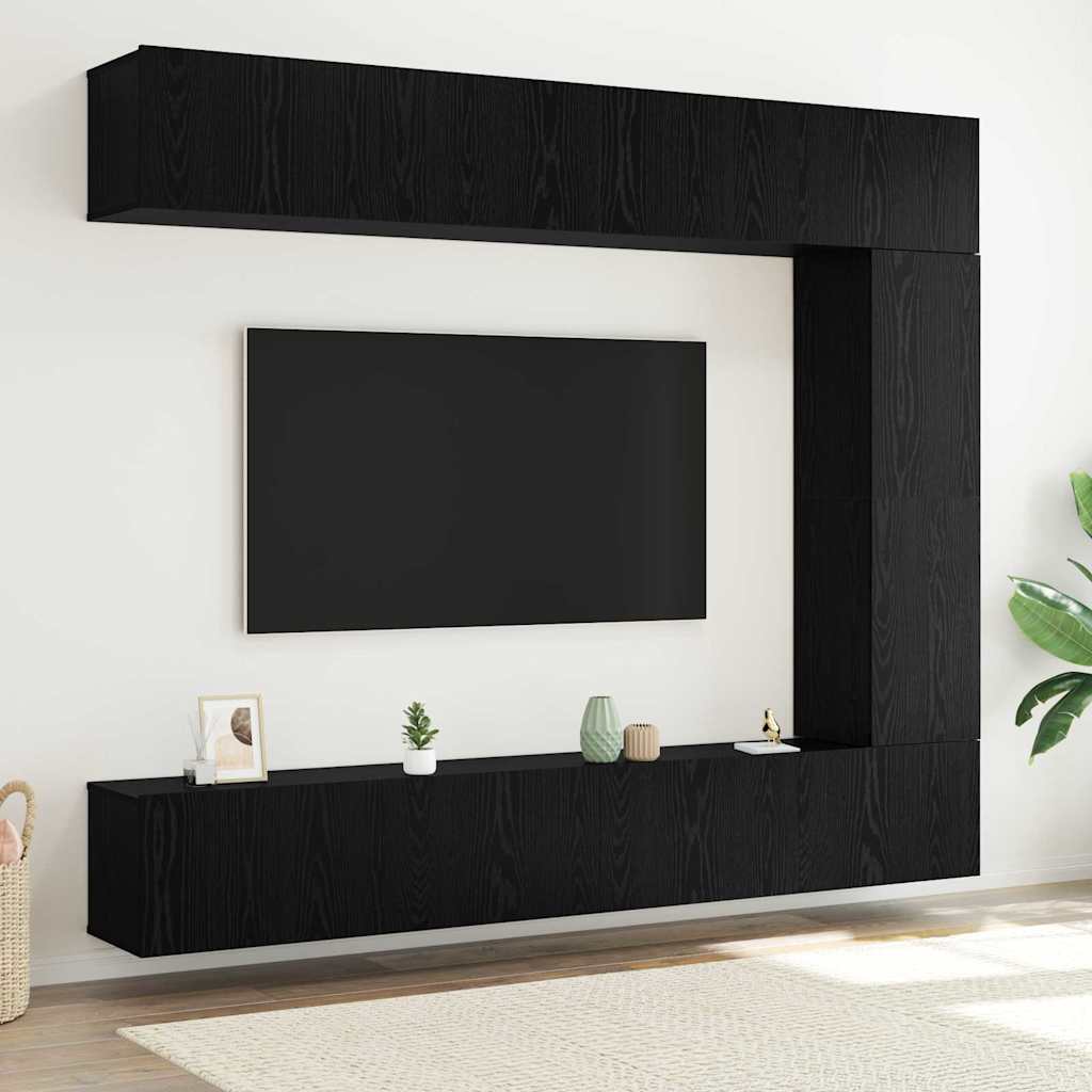 TV Cabinet Set Engineered Wood Width 100 cm Black oak 5