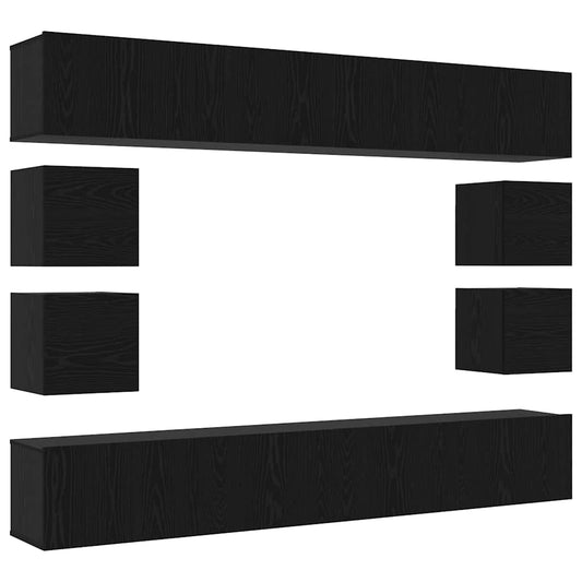 6 Piece TV Cabinet Set Engineered Wood Width 100 cm Black oak