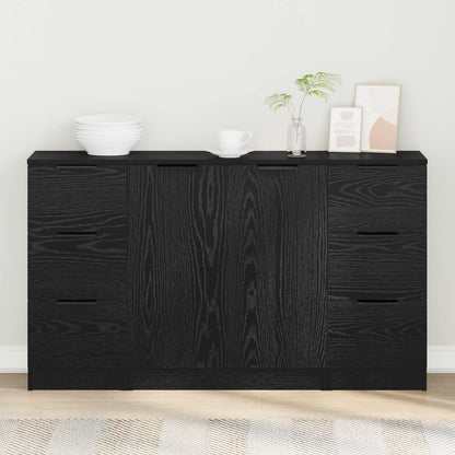 Sideboards 3 pcs Engineered Wood Black oak