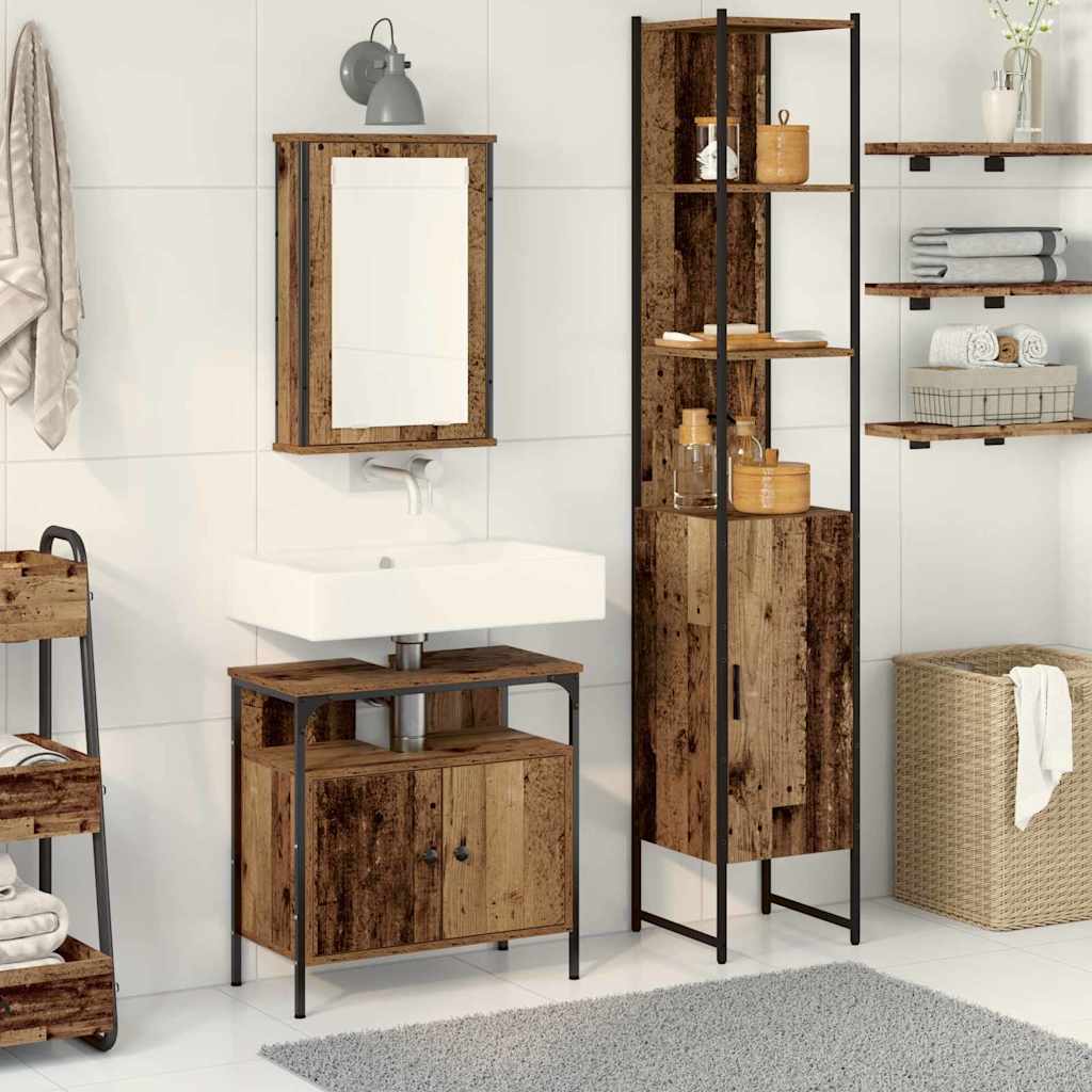 Bathroom Furniture Set 3 pcs Engineered Wood Old wood