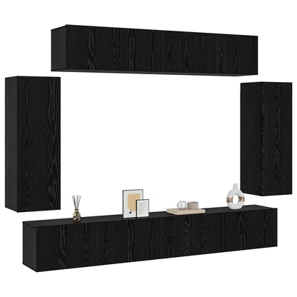6 Piece TV Cabinet Set Engineered Wood Height 90 cm Black oak