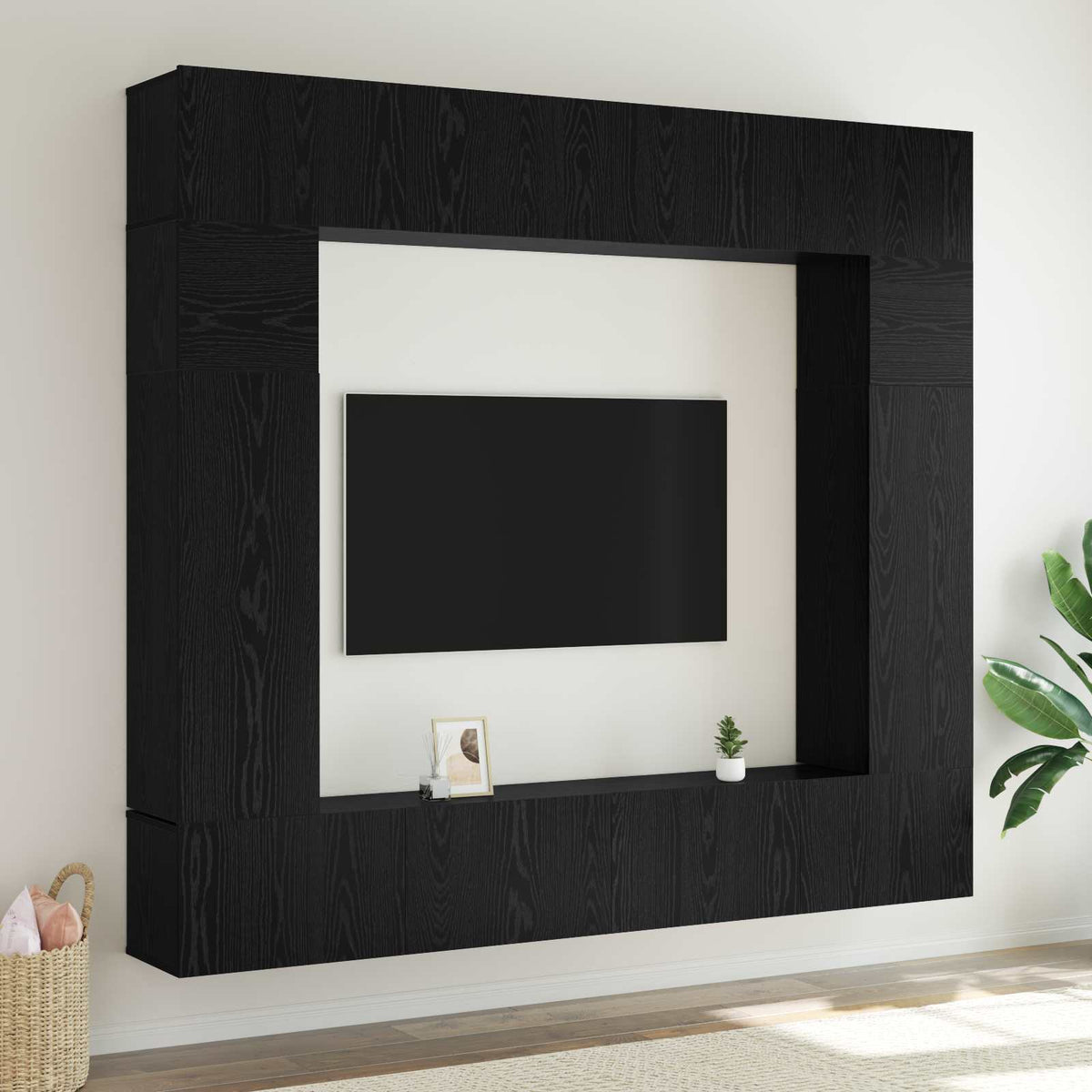TV Cabinet Set Engineered Wood 8 pcs Width 100 cm Black oak