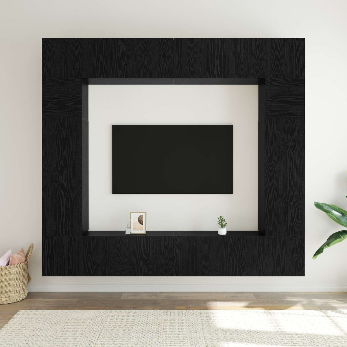 TV Cabinet Set Engineered Wood 8 pcs Width 100 cm Black oak