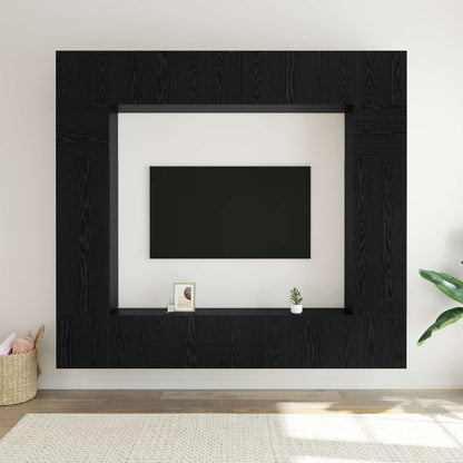 TV Cabinet Set Engineered Wood 8 pcs Width 100 cm Black oak