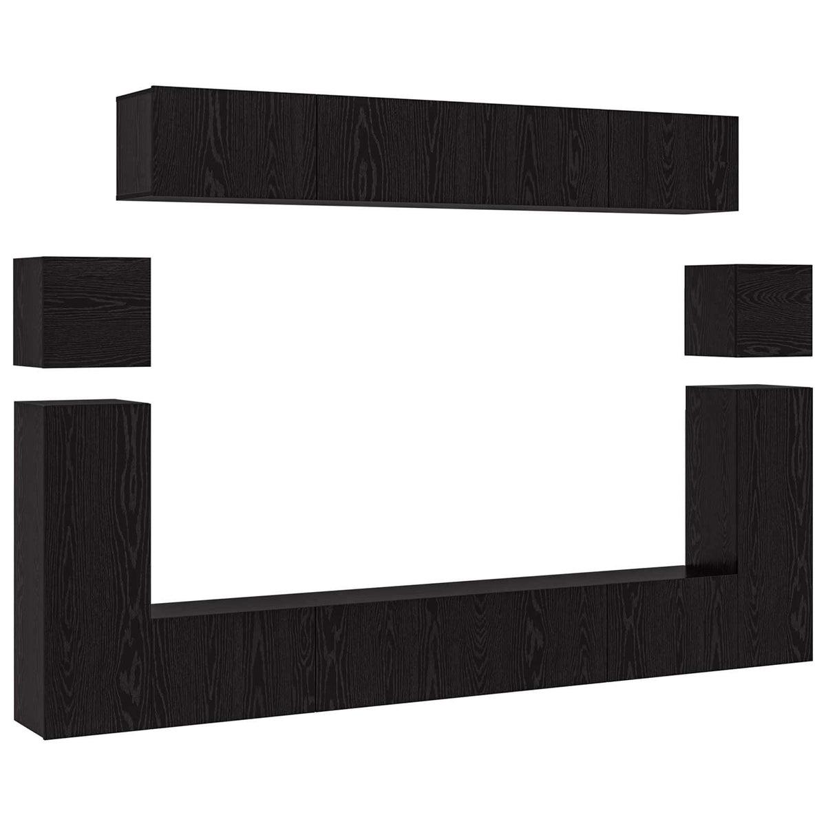 TV Cabinet Set Engineered Wood 8 pcs Width 100 cm Black oak