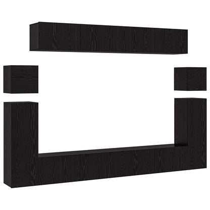 TV Cabinet Set Engineered Wood 8 pcs Width 100 cm Black oak