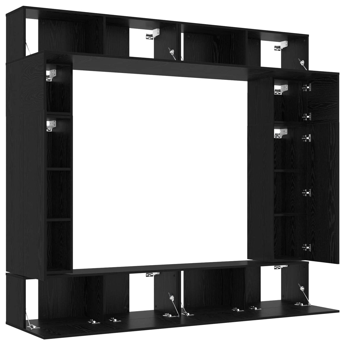 TV Cabinet Set Engineered Wood 8 pcs Width 100 cm Black oak