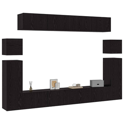 TV Cabinet Set Engineered Wood 8 pcs Width 100 cm Black oak