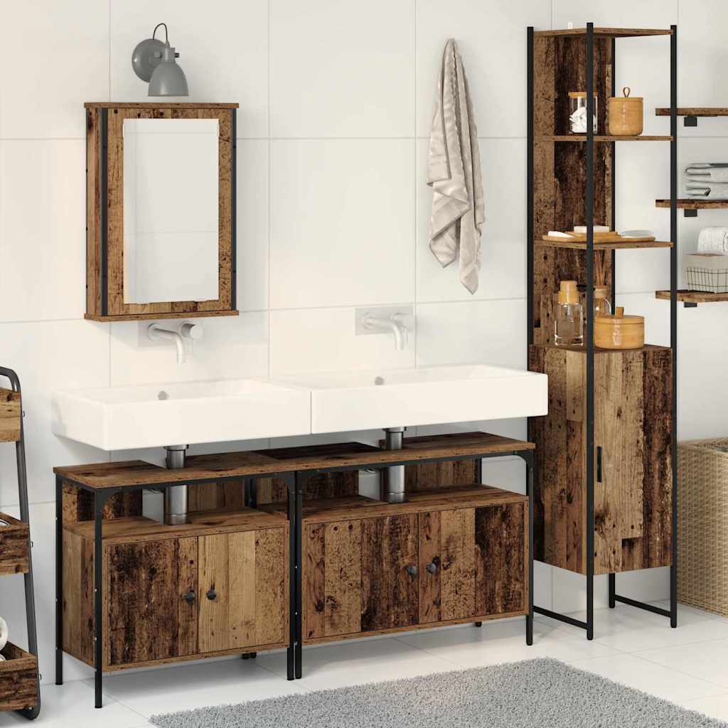 Bathroom Furniture Set 4 pcs Engineered Wood Old wood