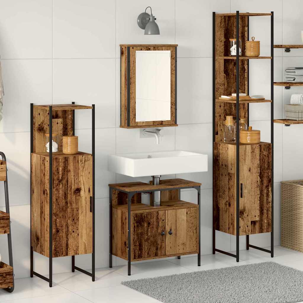Bathroom Furniture Set 4 pcs Engineered Wood Old wood