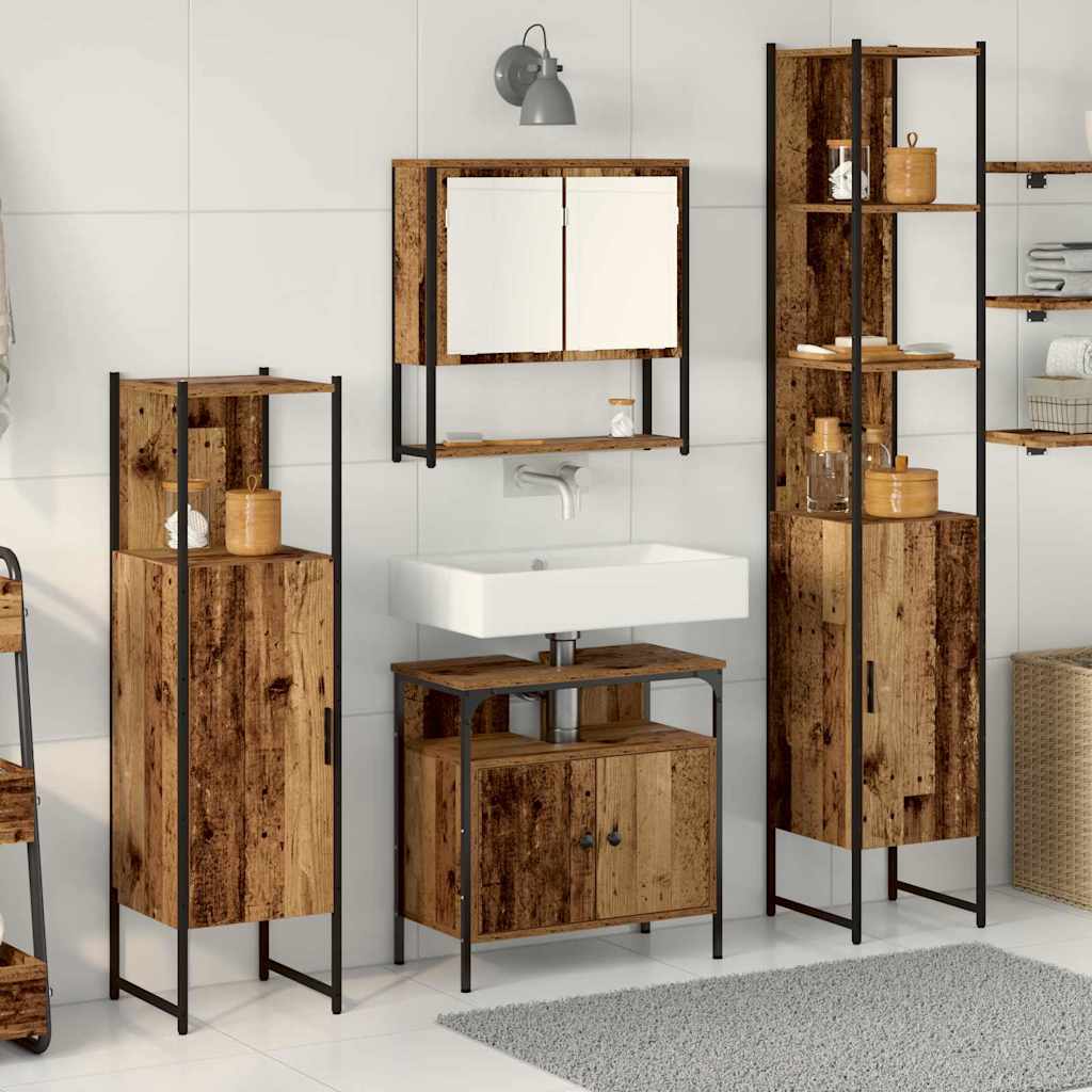 Bathroom Furniture Set 4 pcs Engineered Wood Old wood