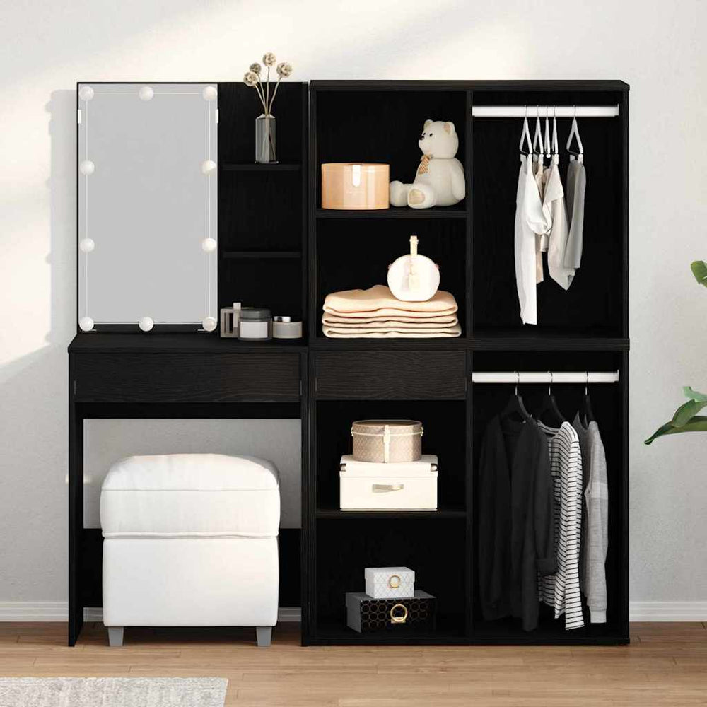 vidaXL LED Dressing Table with Cabinets Engineered Wood