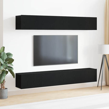 4 Piece TV Cabinet Set 100x30x30 cm Engineered Wood Black oak