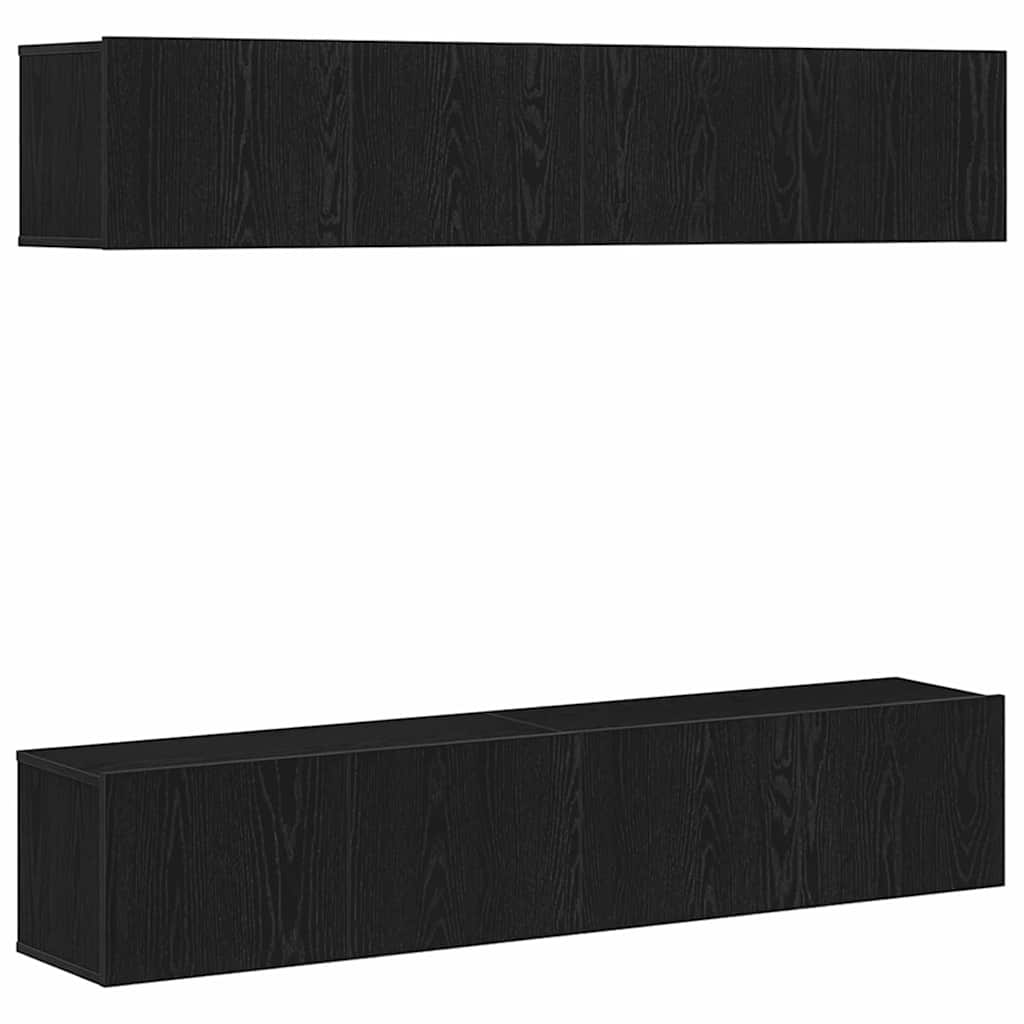 4 Piece TV Cabinet Set 80x30x30 cm Engineered Wood Black oak