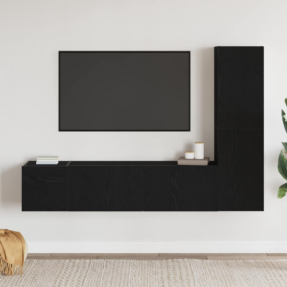 3 Piece TV Cabinet Set Engineered Wood Width 100 cm Black oak