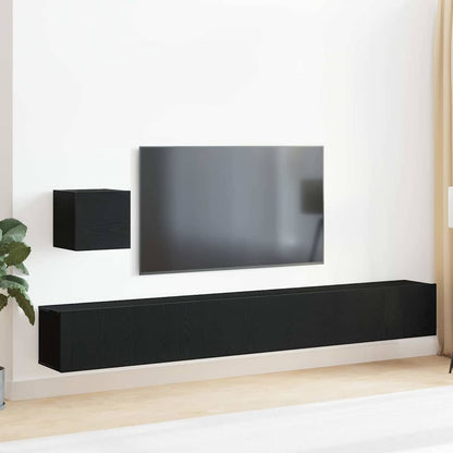 4 Piece TV Cabinet Set Engineered Wood Width 80 cm Black oak