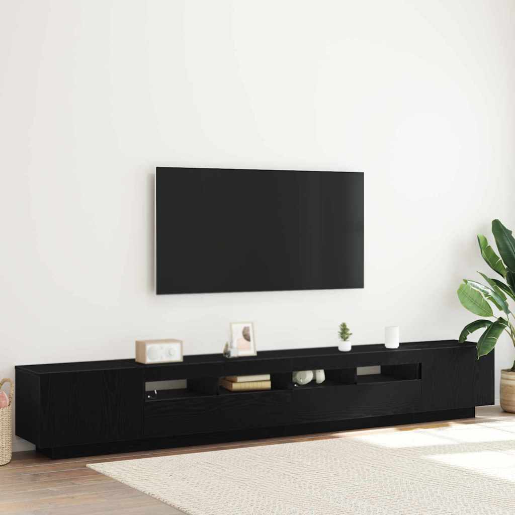TV Cabinet with LED Lights 260x35x40 cm Black oak