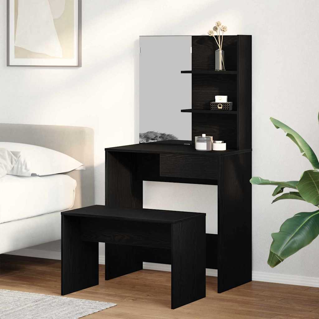 Dressing Table Set 74,5x40x141 cm Black oak
