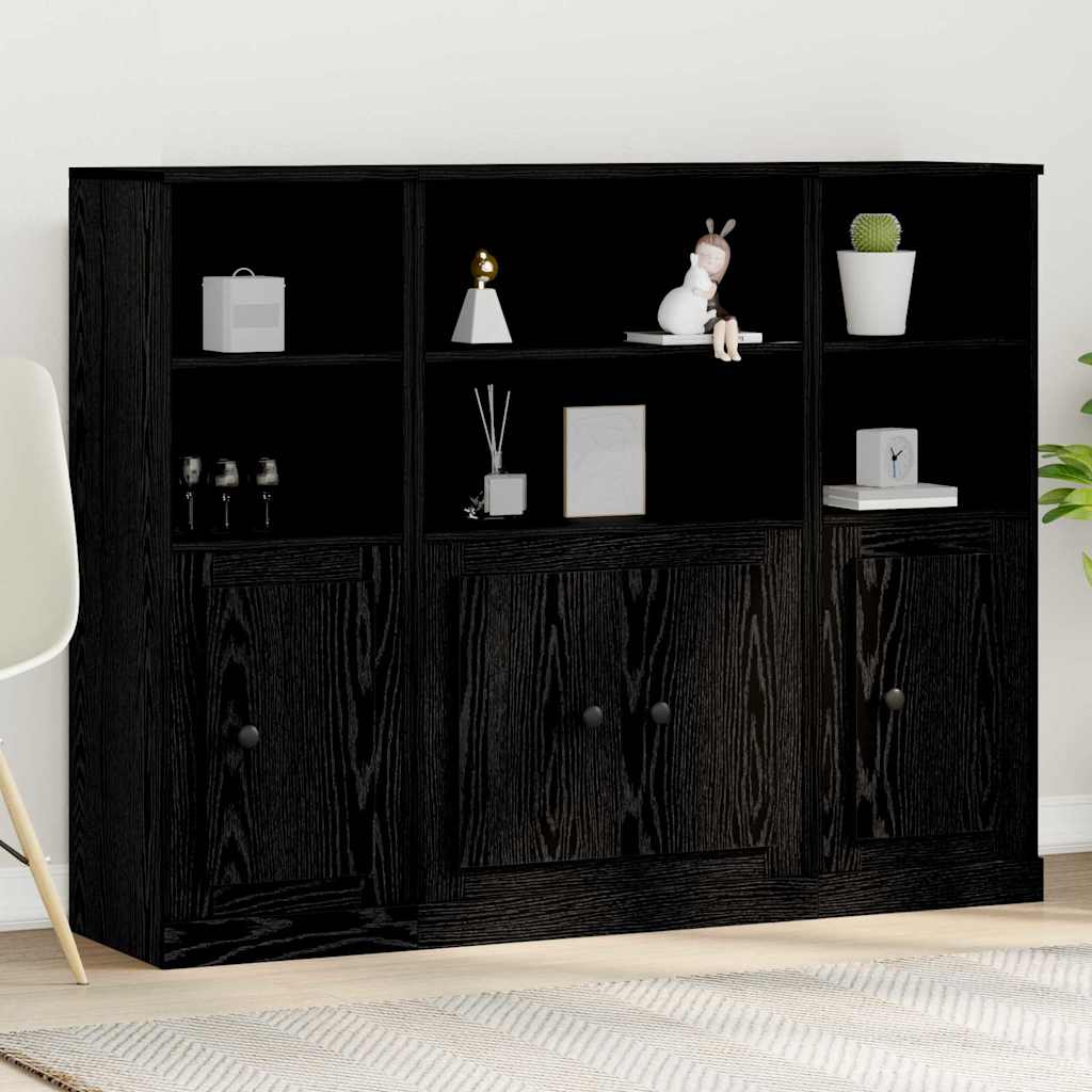 Highboards 3 pcs Engineered Wood Black oak