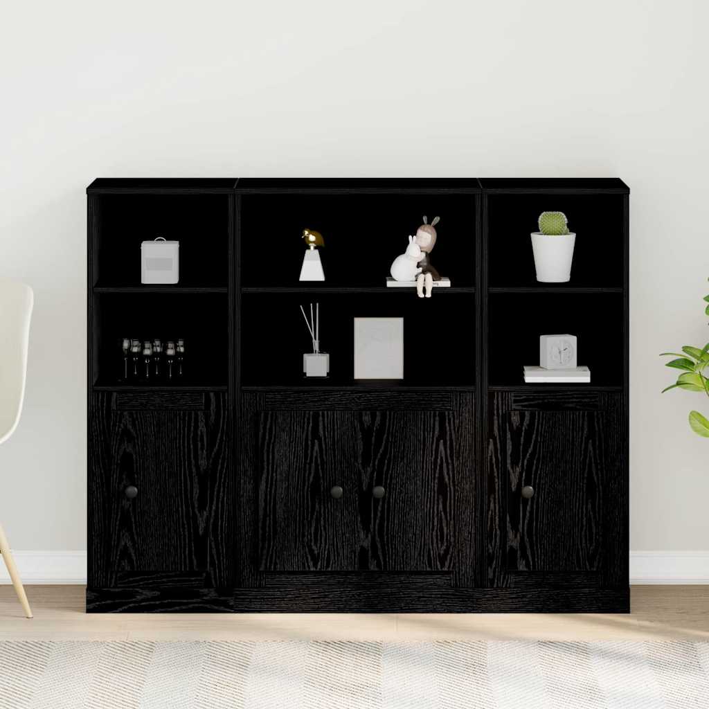 Highboards 3 pcs Engineered Wood Black oak
