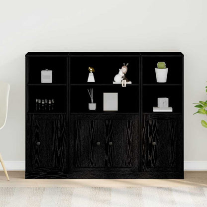 Highboards 3 pcs Engineered Wood Black oak