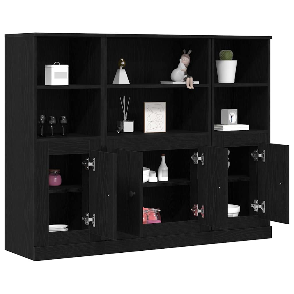 Highboards 3 pcs Engineered Wood Black oak