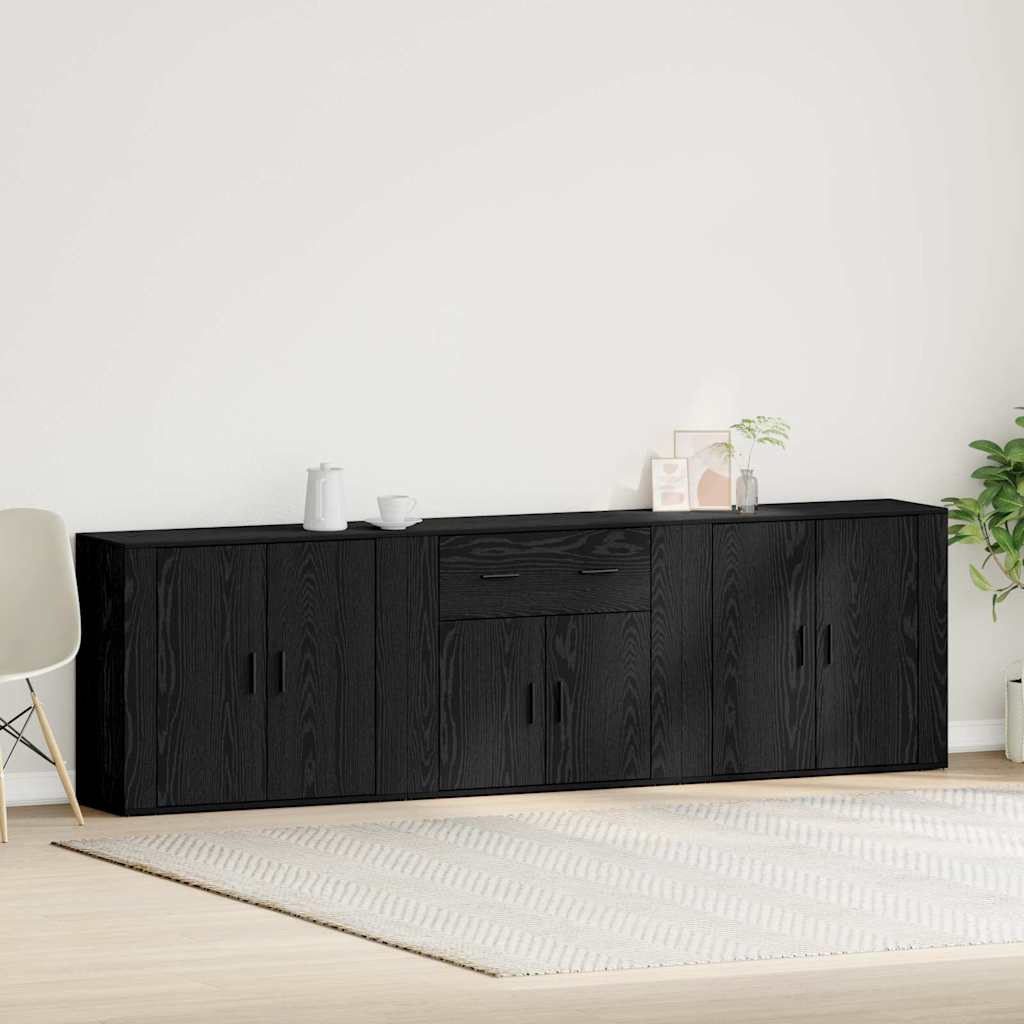 Sideboards 3 pcs Engineered Wood Black oak