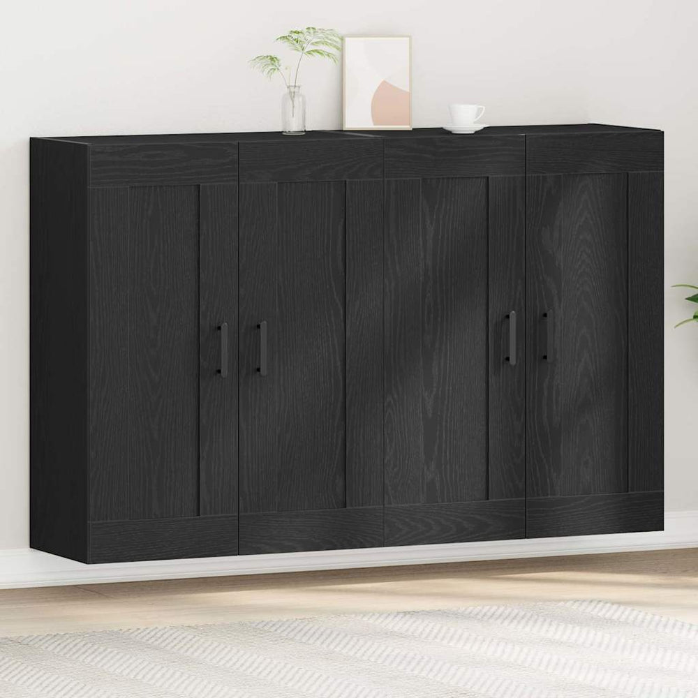 vidaXL Wall Mounted Cabinets 2 pcs Engineered Wood Round Black
