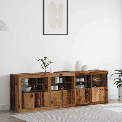Sideboard with LED Lights 202x37x67 cm Old wood