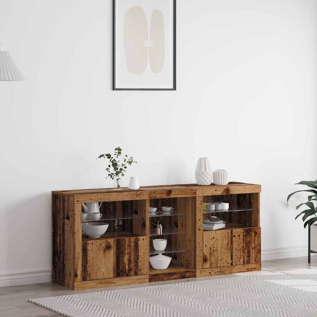 Sideboard with LED Lights 162x37x67 cm Old wood