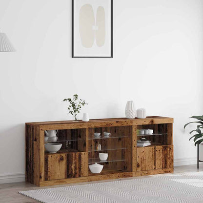 Sideboard with LED Lights 181,5x37x67 cm Old wood