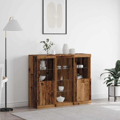 Sideboards with LED Lights 3 pcs Engineered Wood Old wood