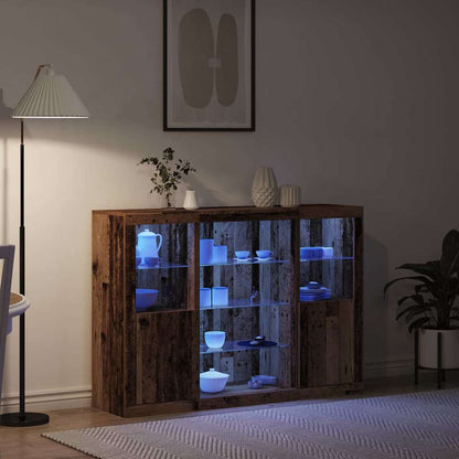 Sideboards with LED Lights 3 pcs Engineered Wood Old wood